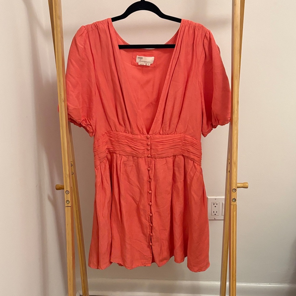 Anthropologie NWOT Katerina Coral Button-Front Dress